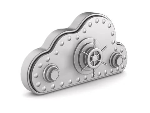 Cloud with lock on white background. Isolated 3D illustration Stock Illustration