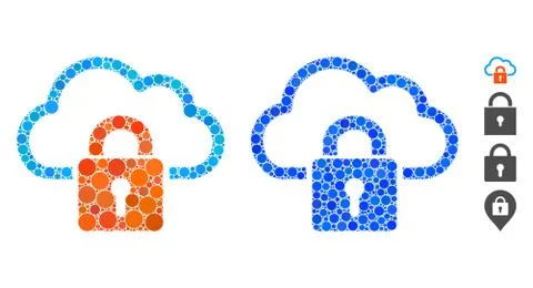 Cloud Locked Composition Icon of Round Dots Illustrazione stock
