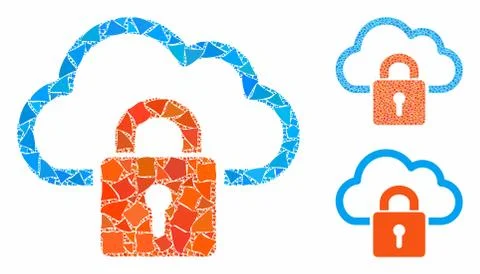 Cloud locked Composition Icon of Trembly Pieces Illustration