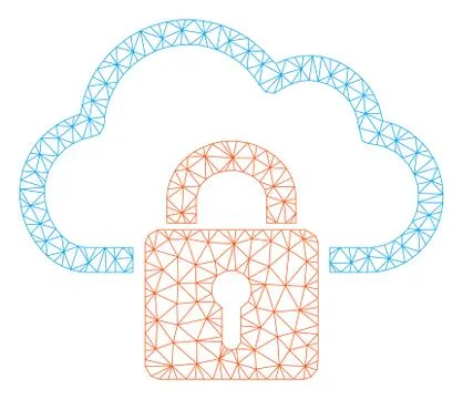 Cloud Locked Polygonal Frame Vector Mesh Illustration Stock Illustration
