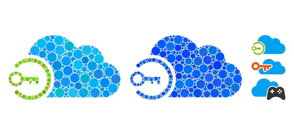 Cloud Login Composition Icon of Circle Dots Stock Illustration