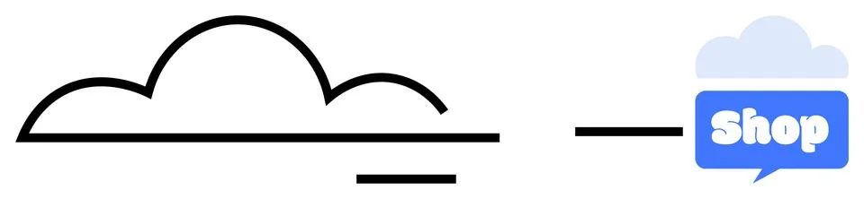 Cloud logo design with a speech bubble containing the word shop Ideal for onl Stock Illustration