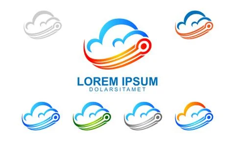 Cloud Logo with internet, data , and technology concept イラスト素材