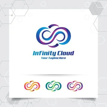 Cloud logo vector design with concept of cloud and colorful modern style. Stock Illustration