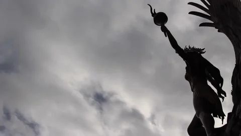 Cloud loop above giant statue in city, Time lapse. Time lapse of the cloud Stock Footage