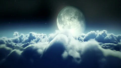 Cloud loop at Night with Moon Stock Footage 583292