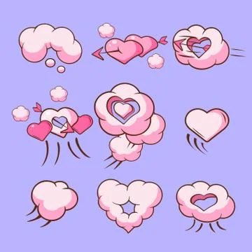 Cloud love hearts comic elements for Valentines Day Vector illustration Illustrazione stock