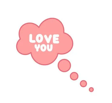 Cloud with love you. Pink cloudlet. Bubble. Cartoon, vector Stock Illustration