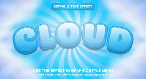 Cloud lover editable text effect with blue cartoon style Stock Illustration
