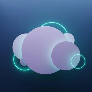 Cloud made with circles and neon lightening Stock Illustration