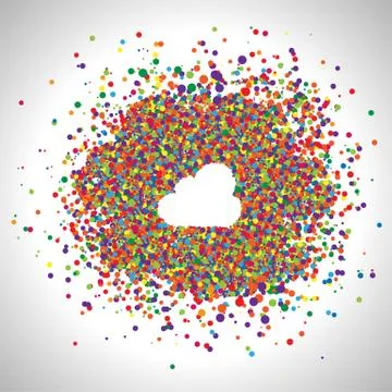 Cloud made by colorful dots, vector. Stock Illustration