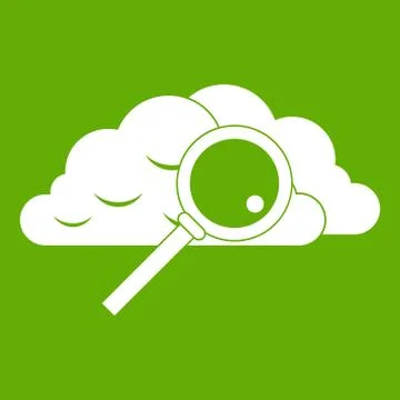 Cloud with magnifying glass icon green Stock Illustration