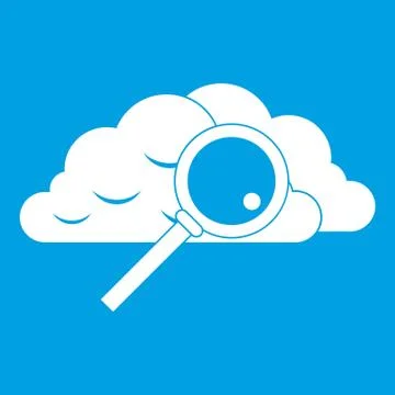Cloud with magnifying glass icon white Stock Illustration