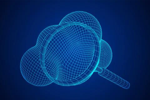 Cloud with magnifying glass Illustrazione stock