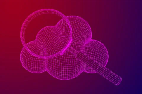 Cloud with magnifying glass Stock Illustration