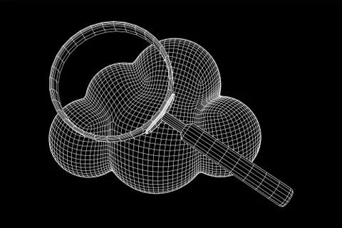 Cloud with magnifying glass Stock Illustration