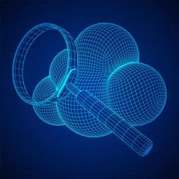 Cloud with magnifying glass Stock Illustration