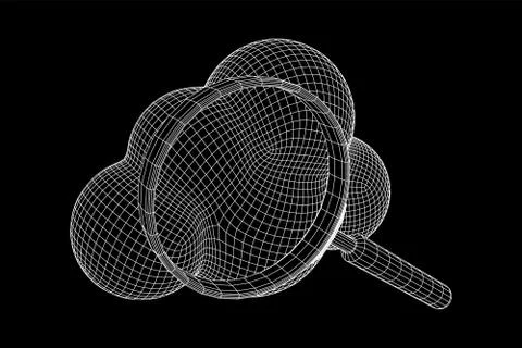 Cloud with magnifying glass Stock Illustration