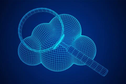 Cloud with magnifying glass Illustrazione stock