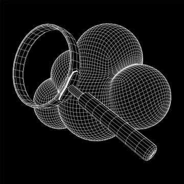 Cloud with magnifying glass Stock Illustration