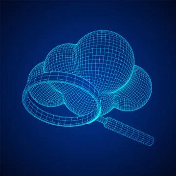 Cloud with magnifying glass Stock Illustration