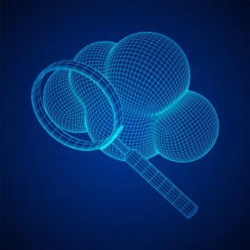 Cloud with magnifying glass Illustrazione stock