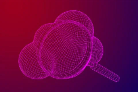Cloud with magnifying glass Illustrazione stock