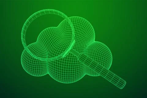 Cloud with magnifying glass 스톡 일러스트