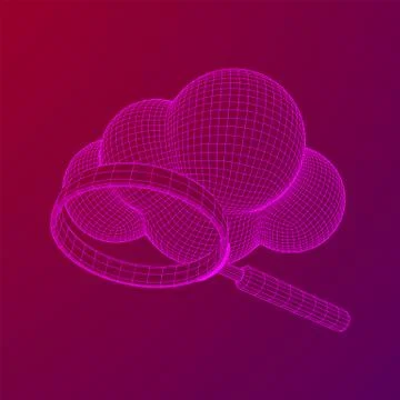Cloud with magnifying glass Stock Illustration