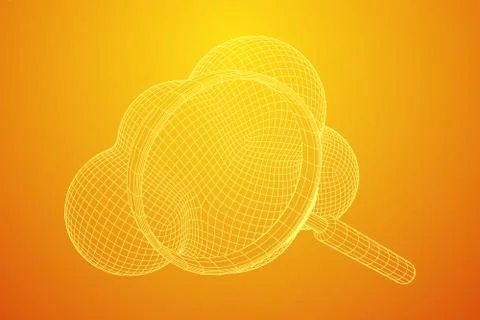 Cloud with magnifying glass 스톡 일러스트