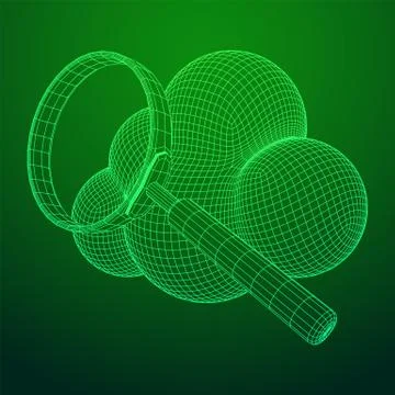 Cloud with magnifying glass Stock Illustration