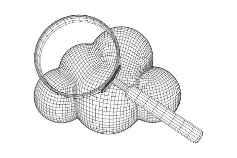 Cloud with magnifying glass Stock Illustration