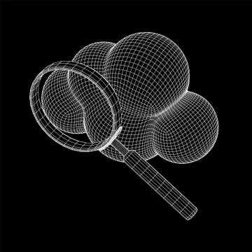Cloud with magnifying glass 스톡 일러스트