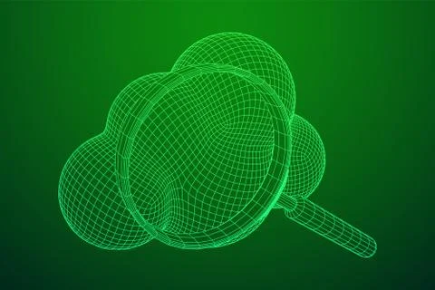 Cloud with magnifying glass 스톡 일러스트