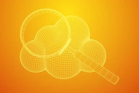 Cloud with magnifying glass 스톡 일러스트