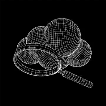 Cloud with magnifying glass Stock Illustration