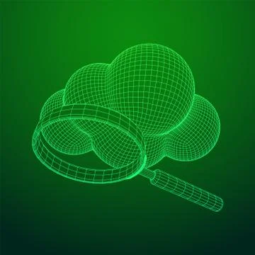 Cloud with magnifying glass Stock Illustration