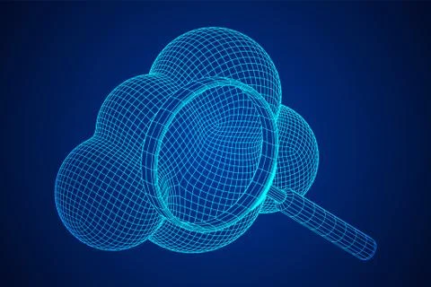 Cloud with magnifying glass 스톡 일러스트