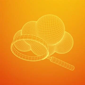 Cloud with magnifying glass Stock Illustration