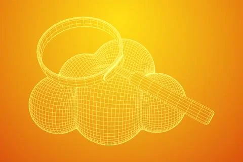 Cloud with magnifying glass Stock Illustration