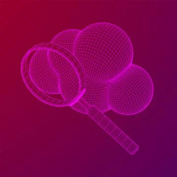 Cloud with magnifying glass 스톡 일러스트