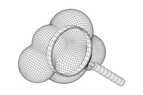 Cloud with magnifying glass Stock Illustration