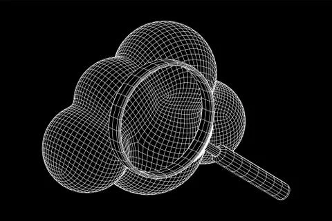 Cloud with magnifying glass Stock Illustration