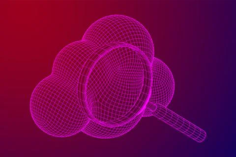 Cloud with magnifying glass Stock Illustration