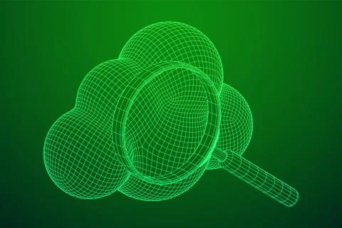 Cloud with magnifying glass Stock Illustration