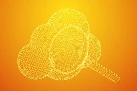 Cloud with magnifying glass Stock Illustration