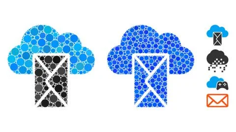 Cloud Mail Mosaic Icon of Spheric Items 스톡 일러스트