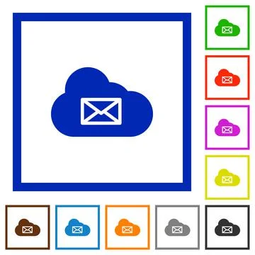 Cloud mail system flat framed icons Illustrazione stock