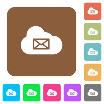 Cloud mail system rounded square flat icons Illustrazione stock