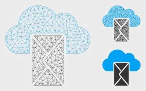 Cloud Mail Vector Mesh Wire Frame Model and Triangle Mosaic Icon 스톡 일러스트